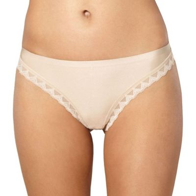 Beige invisible lace trim thong